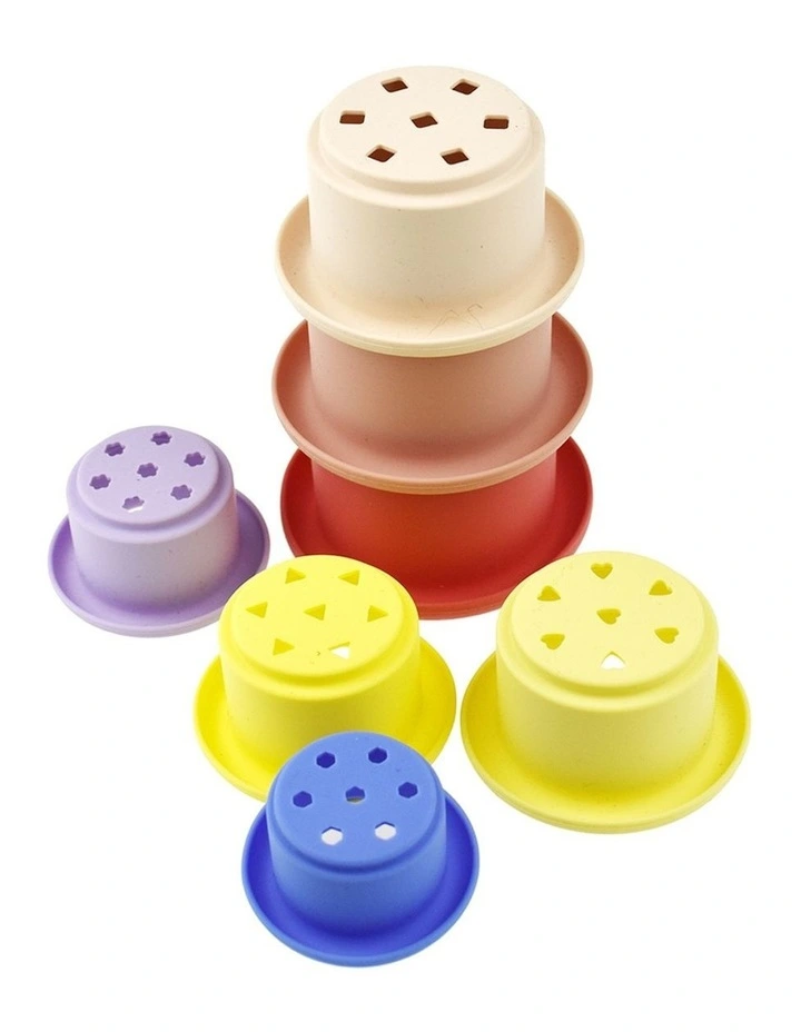 7pc Koala Dream Silicone Stacking Cups Baby Toddler Toy Pink 0m image 3