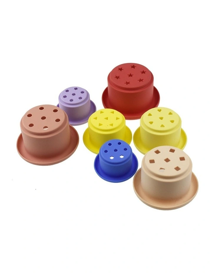 7pc Koala Dream Silicone Stacking Cups Baby Toddler Toy Pink 0m image 4