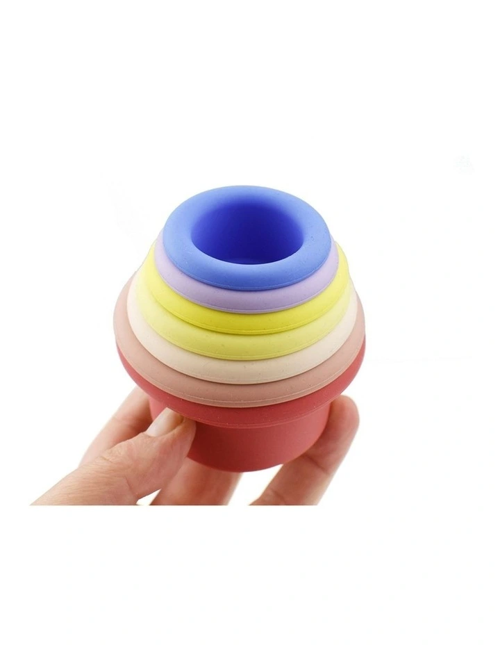 7pc Koala Dream Silicone Stacking Cups Baby Toddler Toy Pink 0m image 5