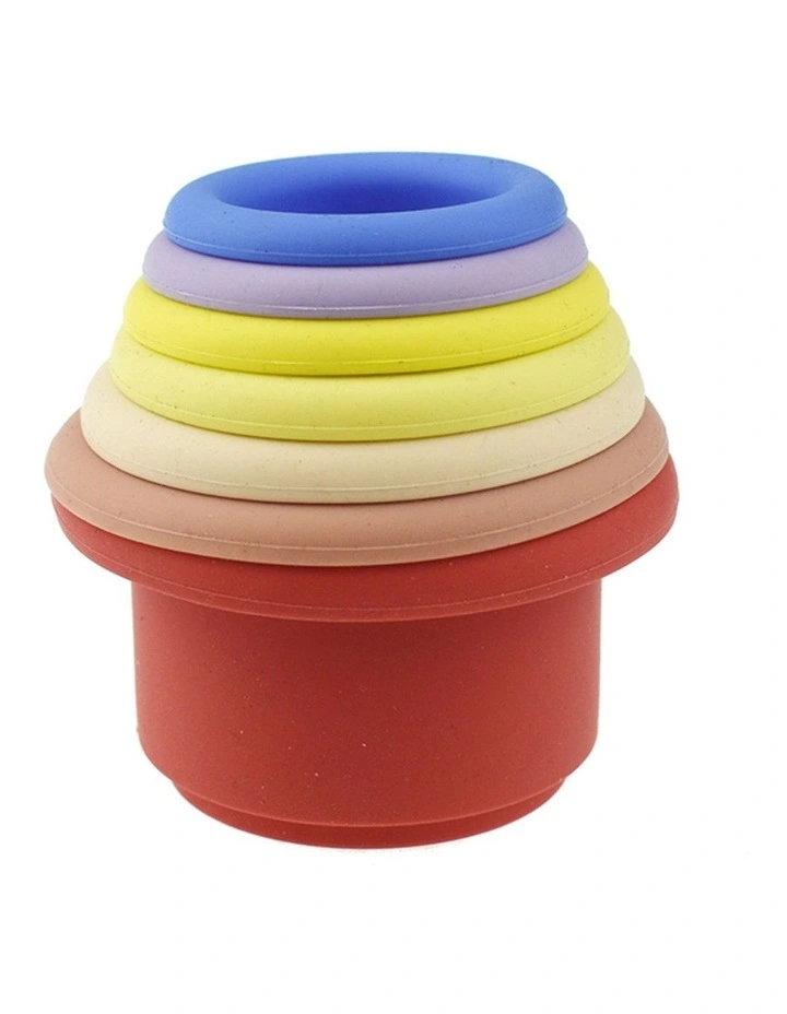 7pc Koala Dream Silicone Stacking Cups Baby Toddler Toy Pink 0m image 6