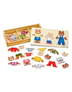 45pc Melissa & Doug Wooden Bear Family Dress Up Kids Toy Mix and Match Game