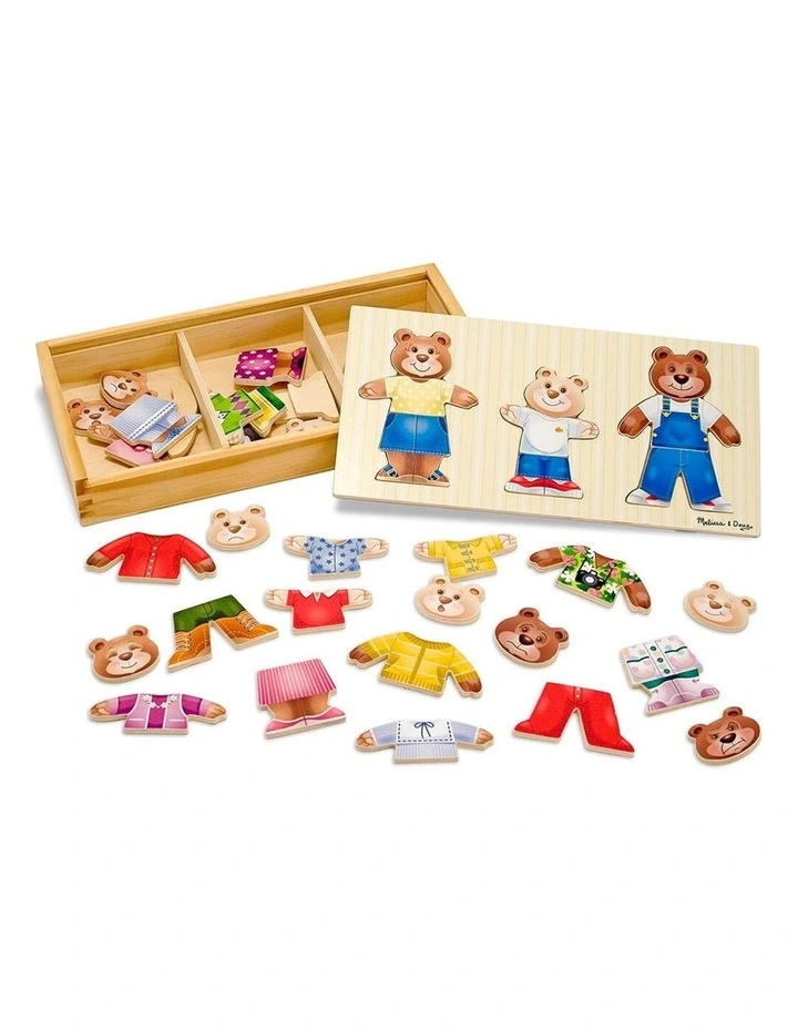 45pc Melissa & Doug Wooden Bear Family Dress Up Kids Toy Mix and Match Game image 1