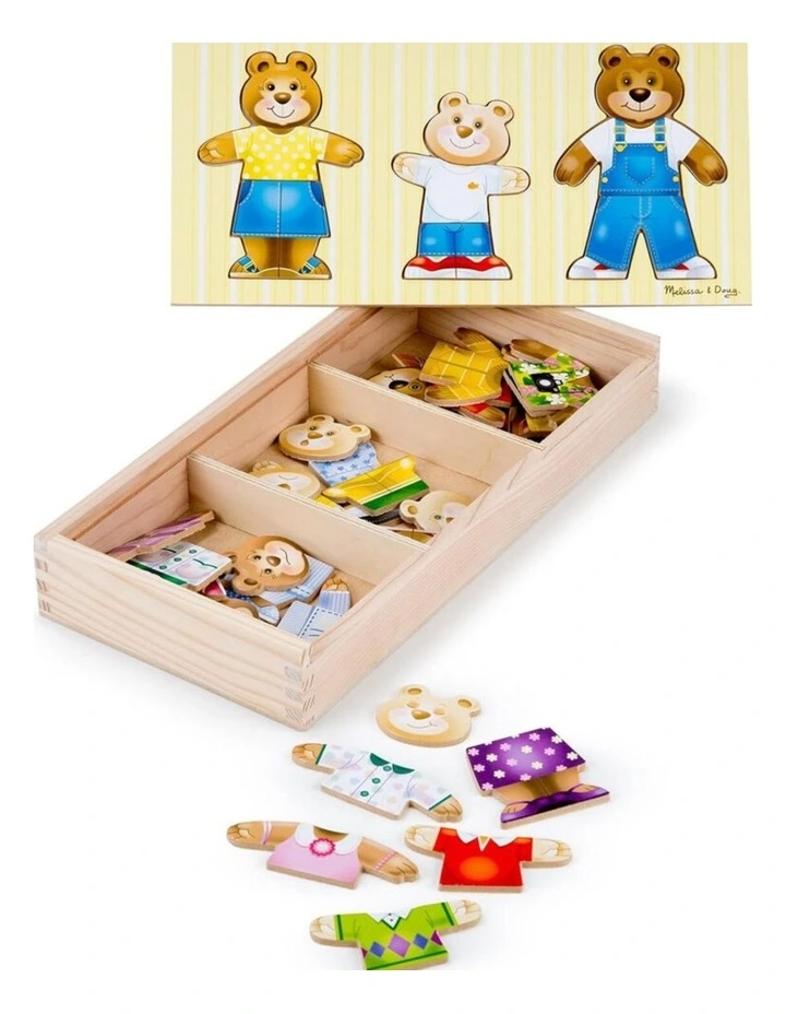 45pc Melissa & Doug Wooden Bear Family Dress Up Kids Toy Mix and Match Game image 3