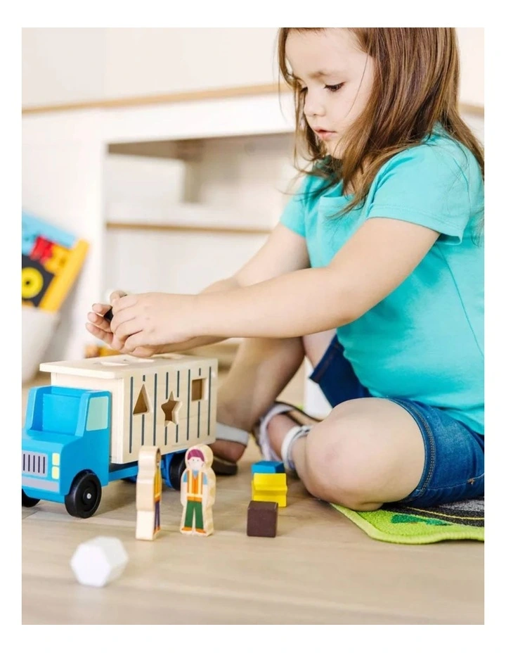 Melissa & Doug Shape-Sorting Dump Truck Wooden Kids Toy 2y image 3