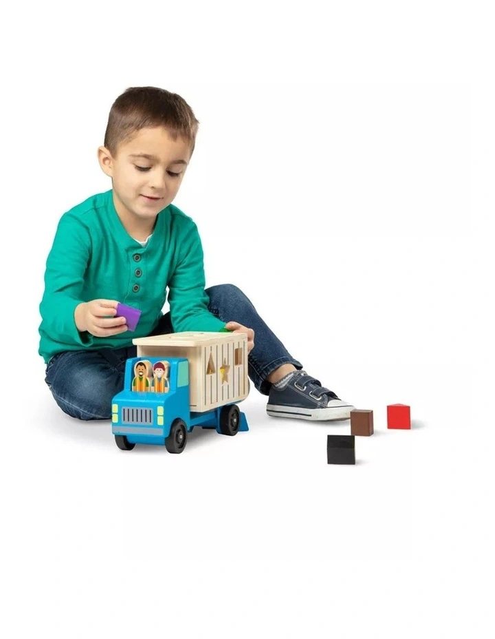 Melissa & Doug Shape-Sorting Dump Truck Wooden Kids Toy 2y image 4