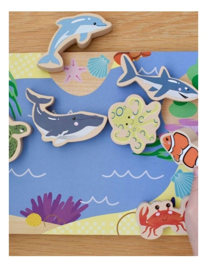 Koala Dream 8pc Wooden Chunky Sea Animals Kids Puzzle Toy 12m image 4
