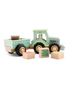 New Classic Toys Small Tractor with Farm Crops Kids Toy 18m  Wooden