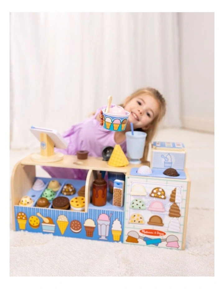 Melissa & Doug Cool Scoops Ice Creamery Pretend Play Kids Toy Set 3y image 2