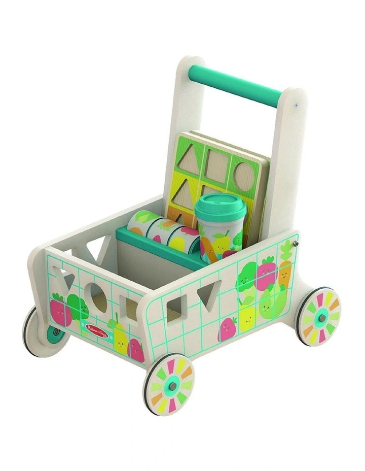 Melissa & Doug Wooden Grow With Me Grocery Cart Shape Sorter Toy Kids 12m image 1