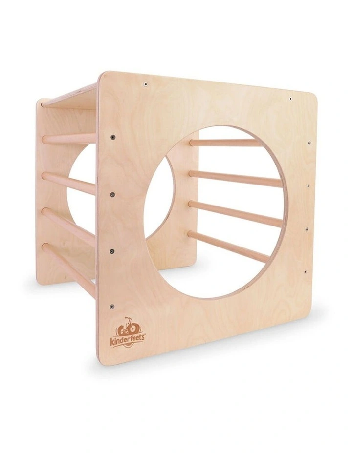 Kinderfeets Wooden Pikler Cube Kids Climbing Activity Play Natural 60cm 12m image 2