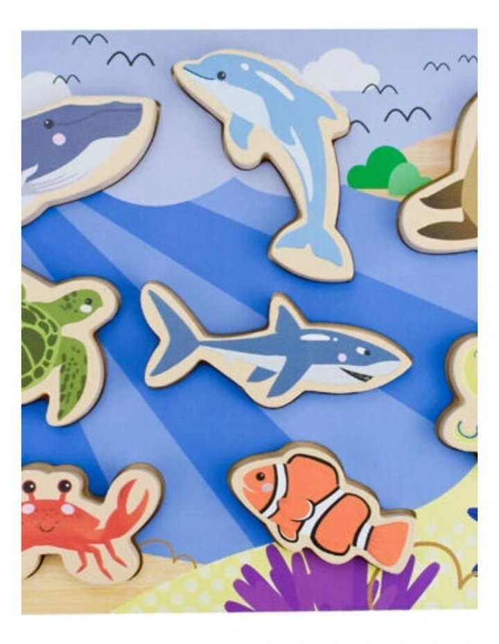 2 Pack Koala Dream Wooden Chunky Puzzle Toy 8 Piece Sea Animals Kids 12m image 2