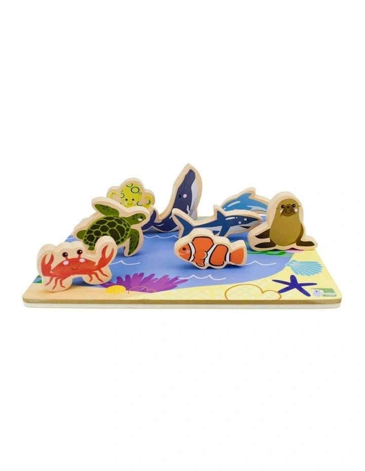 2 Pack Koala Dream Wooden Chunky Puzzle Toy 8 Piece Sea Animals Kids 12m image 4