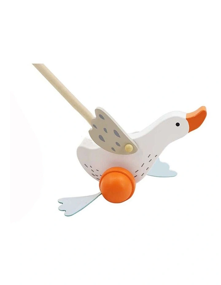 Kaper Kidz Wooden Goose Push Along Kids Toddler Toy Flapping Feet 12m image 2