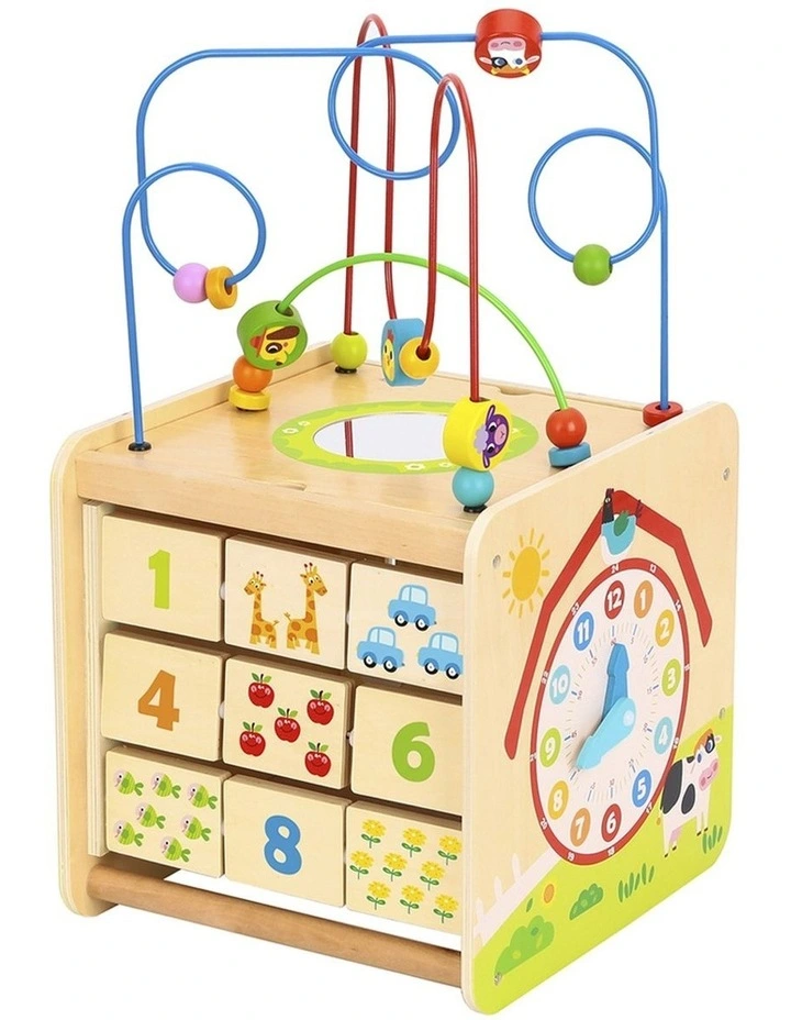 Tooky Toy Wooden Farm Activity Play Cube With Learning Toys For Toddlers 18 image 1