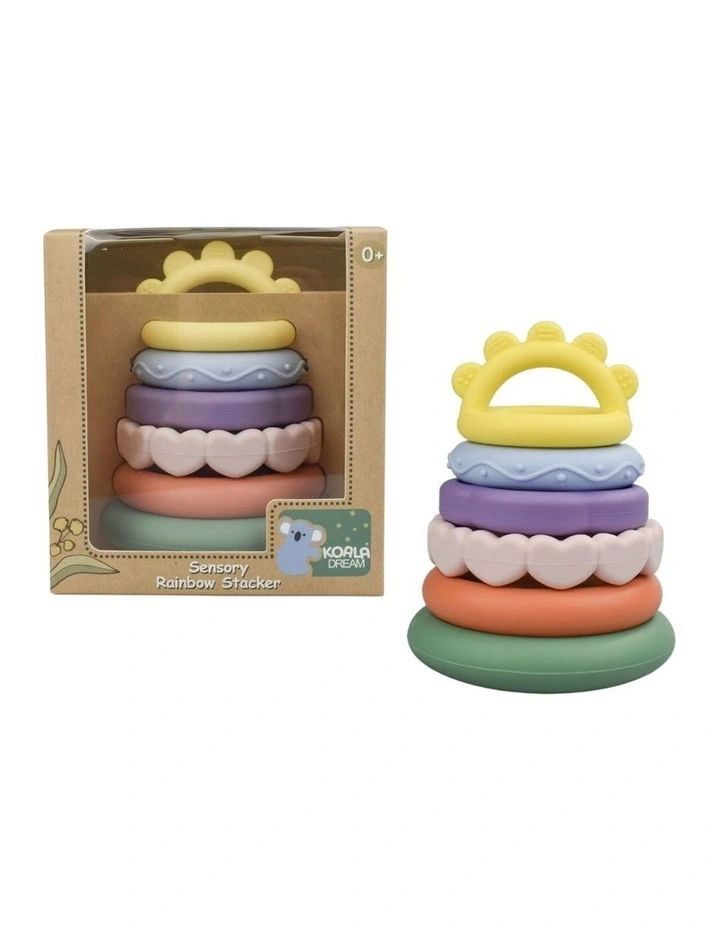 Koala Dream Silicone Sensory Rainbow Stacking Teether Baby 0m image 1