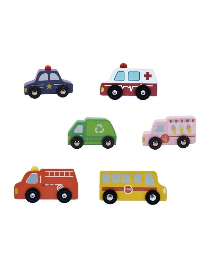 6pc Kaper Kidz Wooden Car Transportation Kids Toy Set 18m image 1
