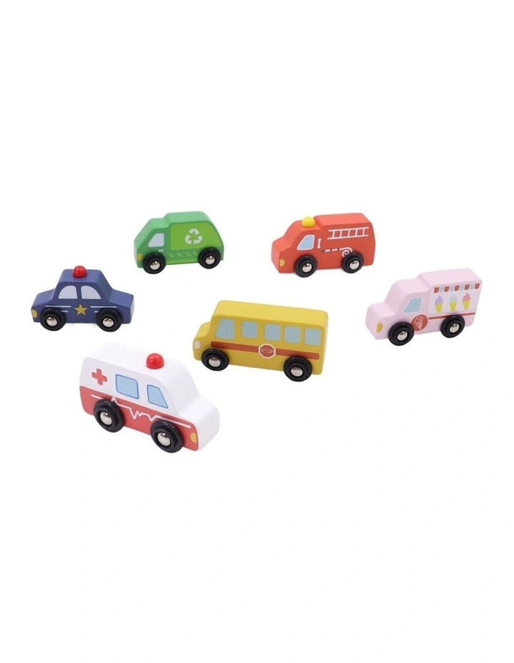 6pc Kaper Kidz Wooden Car Transportation Kids Toy Set 18m image 2