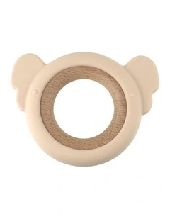 Koala Dream Silicone Wooden Koala Baby Toddler Chew Teether Pink 4M 