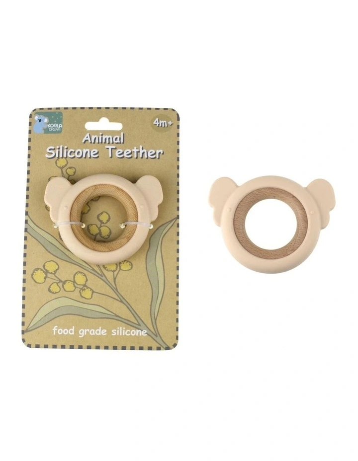 Koala Dream Silicone Wooden Koala Baby Toddler Chew Teether Pink 4M image 2