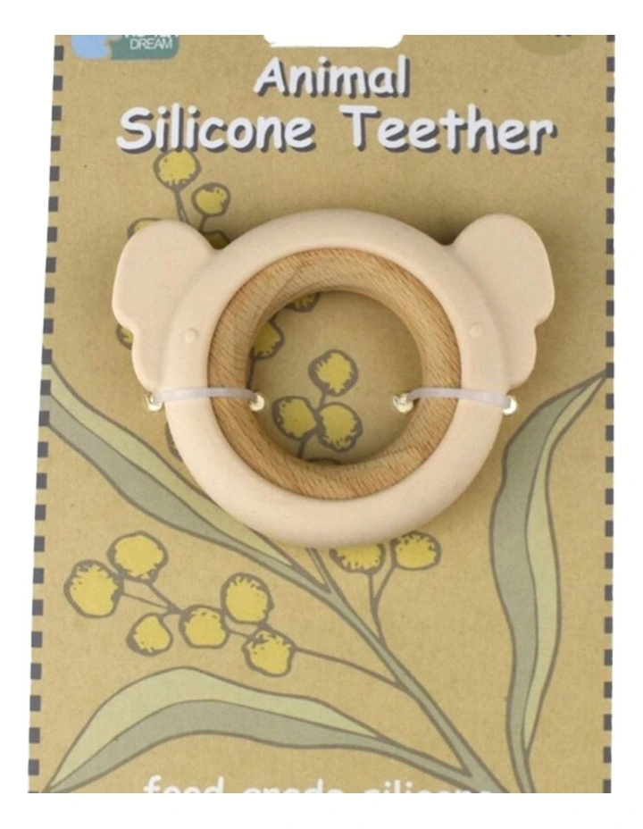 Koala Dream Silicone Wooden Koala Baby Toddler Chew Teether Pink 4M image 4