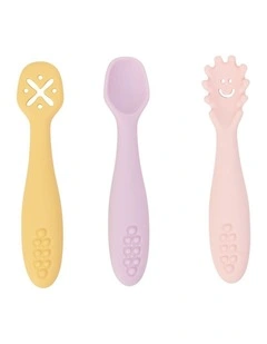3pc Annabel Trends Silicone Baby Feeding Cutlery Set Dishwasher Safe Sunset