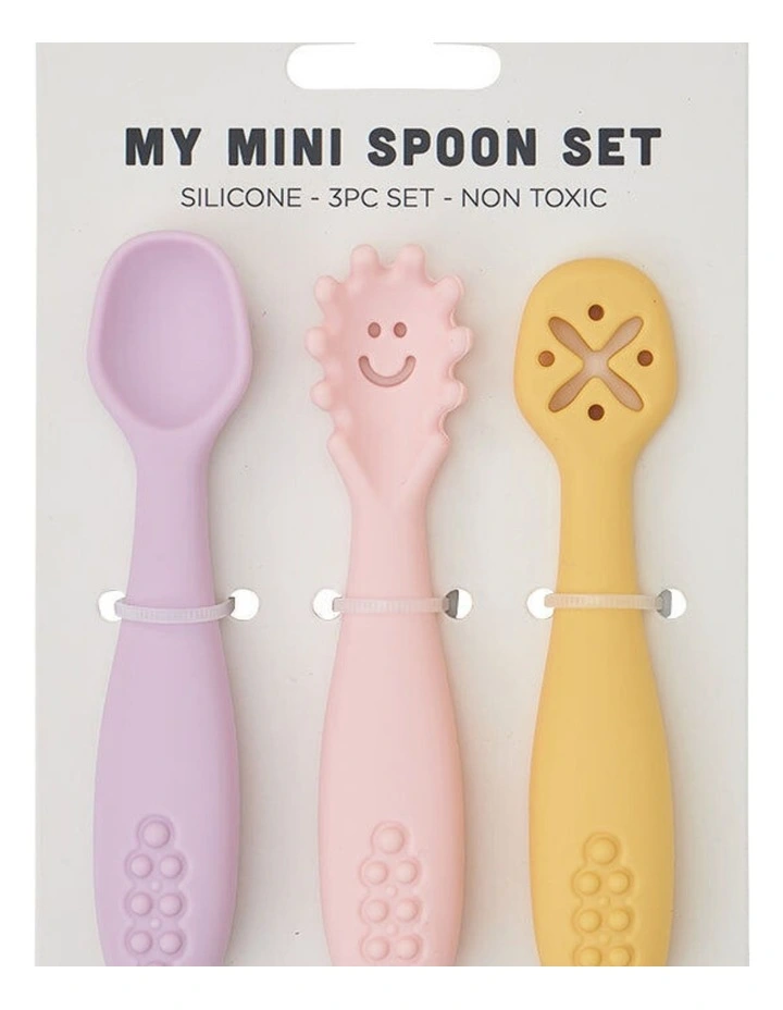 3pc Annabel Trends Silicone Baby Feeding Cutlery Set Dishwasher Safe Sunset image 3