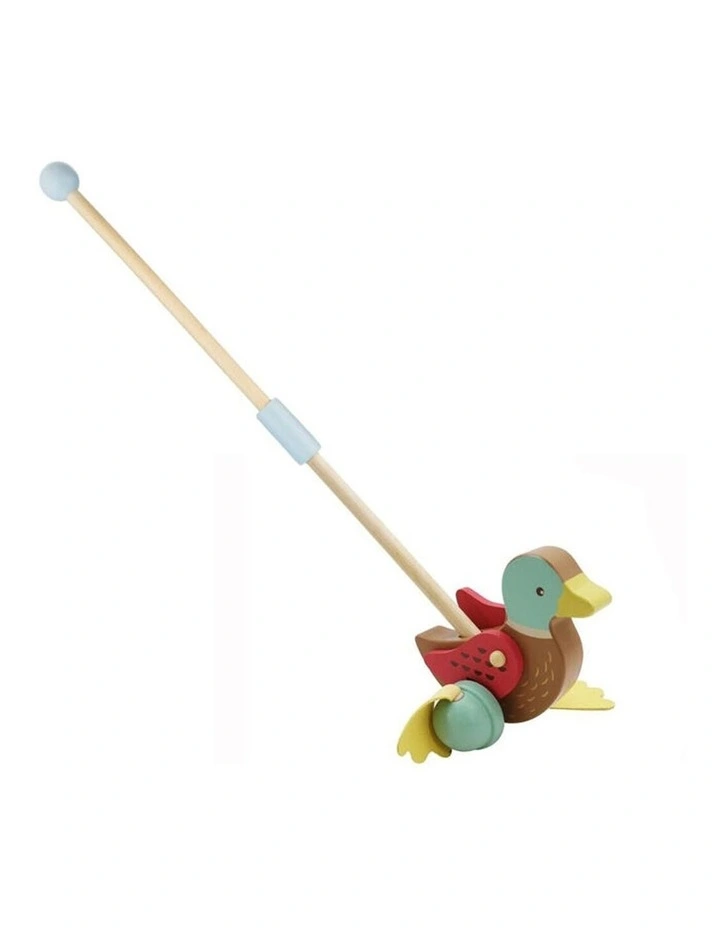 Kaper Kidz Wooden Mallard Duck Push Along Kids Toddler Toy Flapping Feet 12 image 1