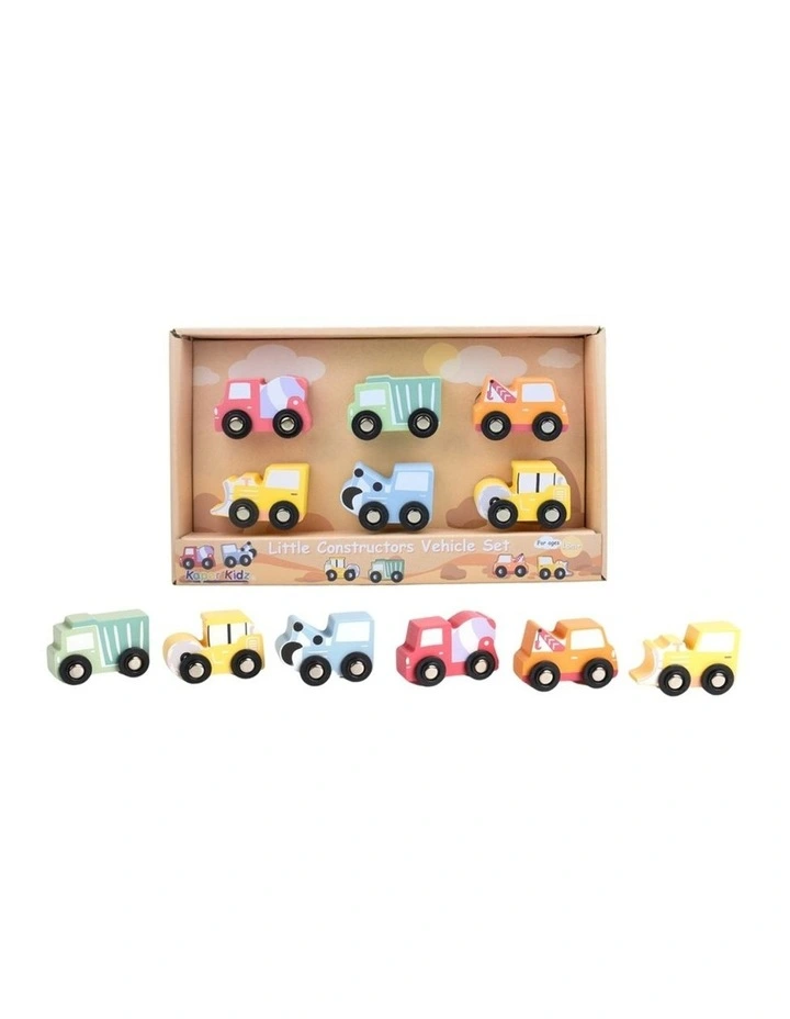 Kaper Kidz Wooden Little Constructors Vehicle Toy Set 6pc 18m image 1