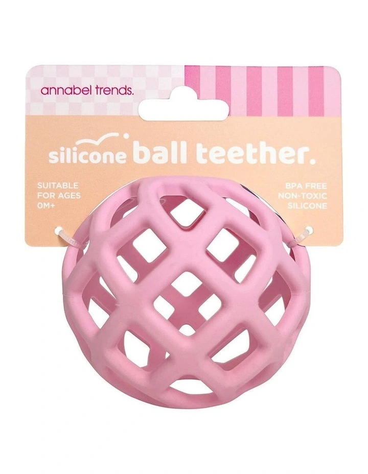Annabel Trends Silicone Ball Teether Baby Toy Dishwasher Safe Pink 3m  image 2