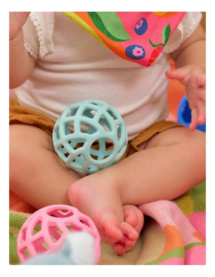 Annabel Trends Silicone Ball Teether Baby Toy Dishwasher Safe Pink 3m  image 3