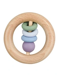 Koala Dream Silicone And Wooden Teether Ring Green 4M  Baby Teething Toy