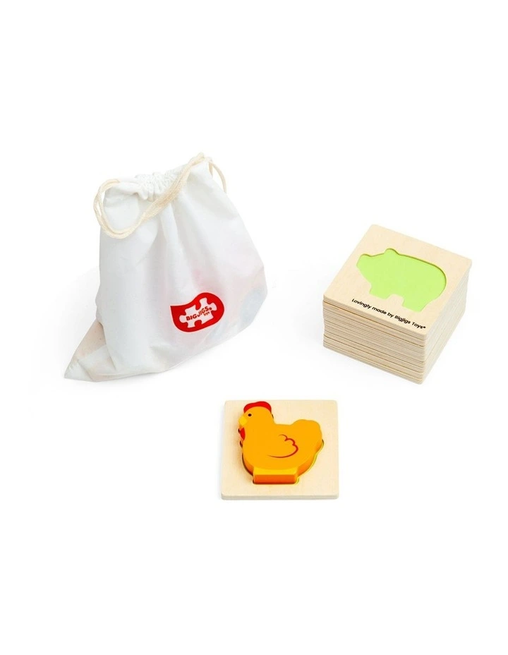 10pc Bigjigs Toys Farm Feel & Find Sensory Puzzle Wooden Toy 10m  image 4