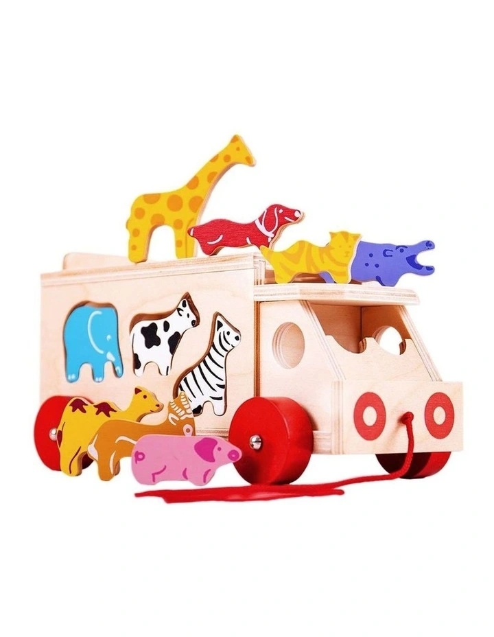 Bigjigs Toys Shape Sorter Lorry With 10 Wooden Animals Kids Toy 18m  Wood image 2