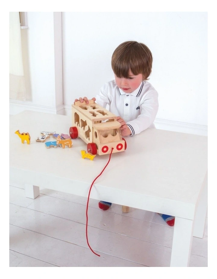 Bigjigs Toys Shape Sorter Lorry With 10 Wooden Animals Kids Toy 18m  Wood image 4