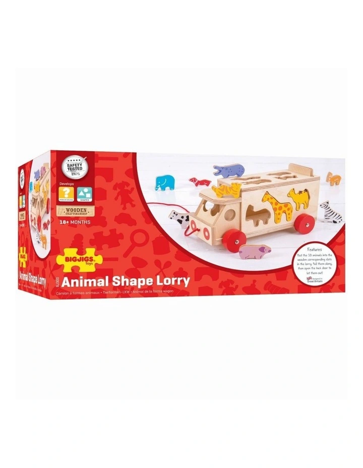 Bigjigs Toys Shape Sorter Lorry With 10 Wooden Animals Kids Toy 18m  Wood image 6