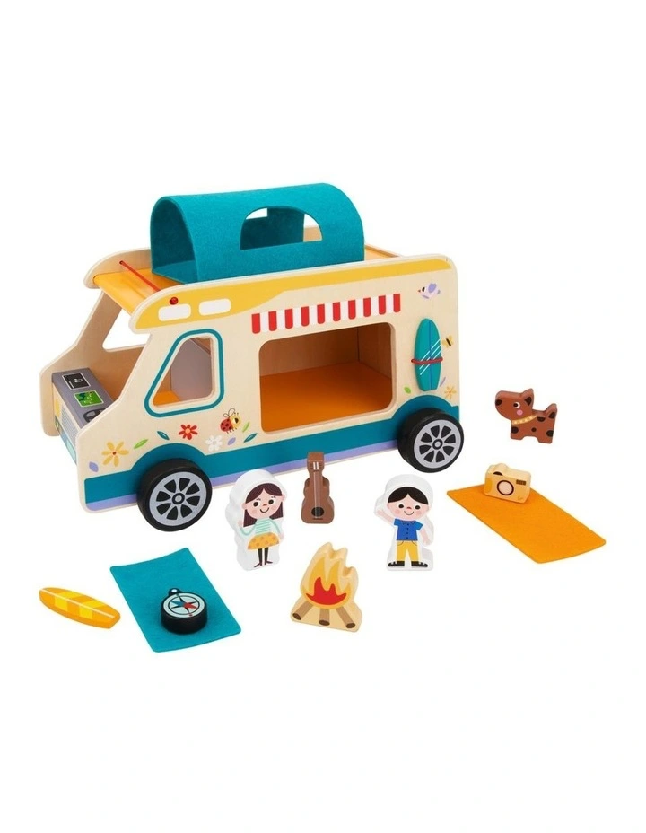 Tooky Toy Kids Camping RV Caravan Wooden Playset Pretend Play 3 Years Plus image 2