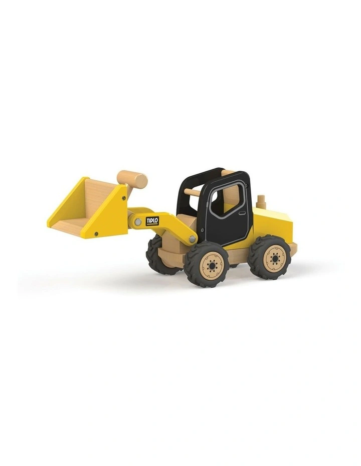 Tidlo Front End Loader Figure Wooden Toy Kids Pretend Play 3 Yellow Wood image 1