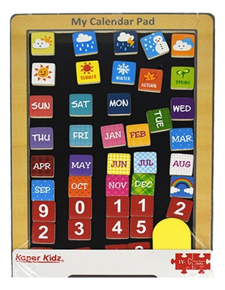 Kaper Kidz Magnetic Chalk Board Wooden Calendar And Seasons Pad 3y image 1
