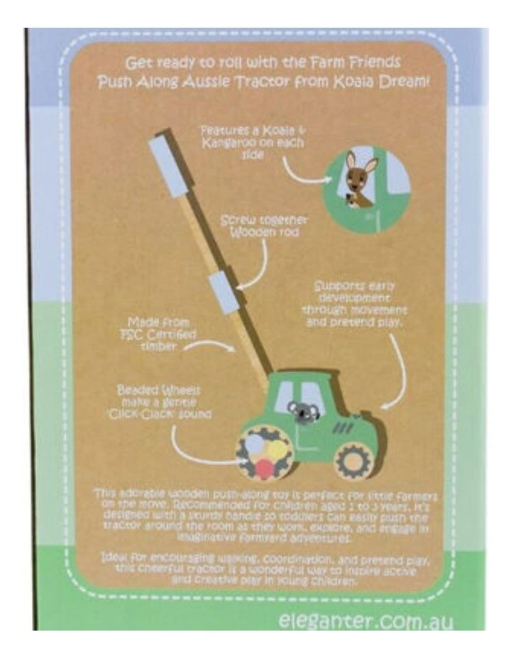 Kaper Kidz Wooden Push Along Tractor Walking Assistance Toy 12m image 4