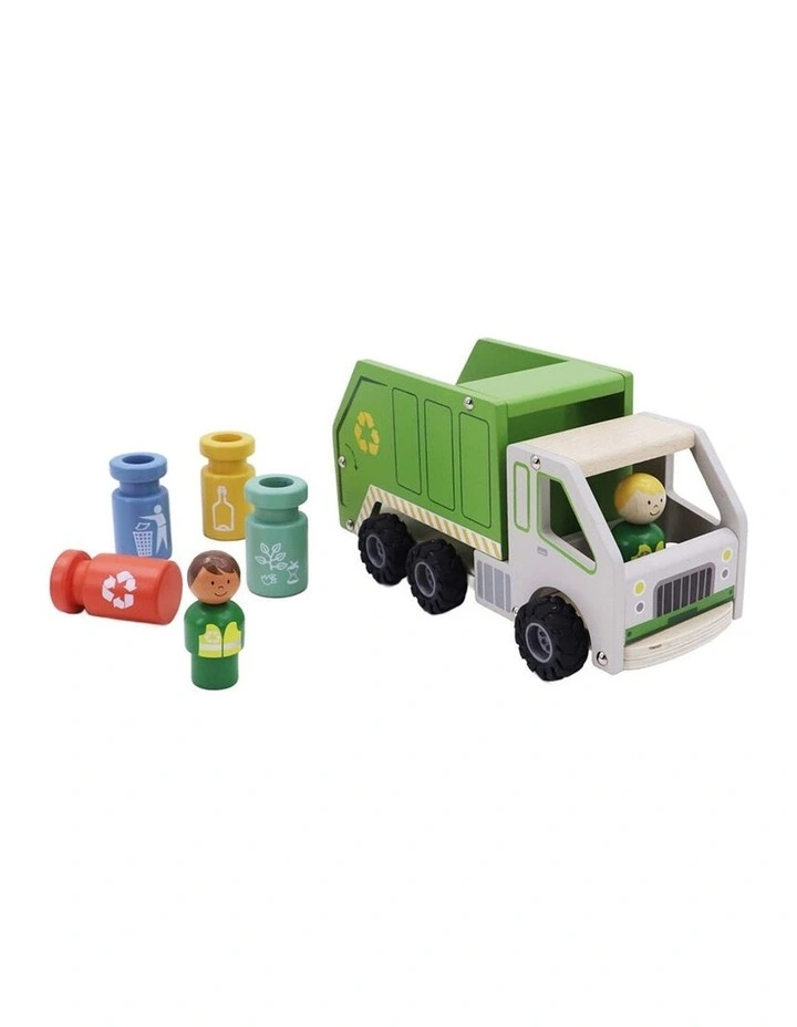 Kaper Kidz Wooden Recycling Garbage Truck Playset with Four Bins Kids 3y image 1