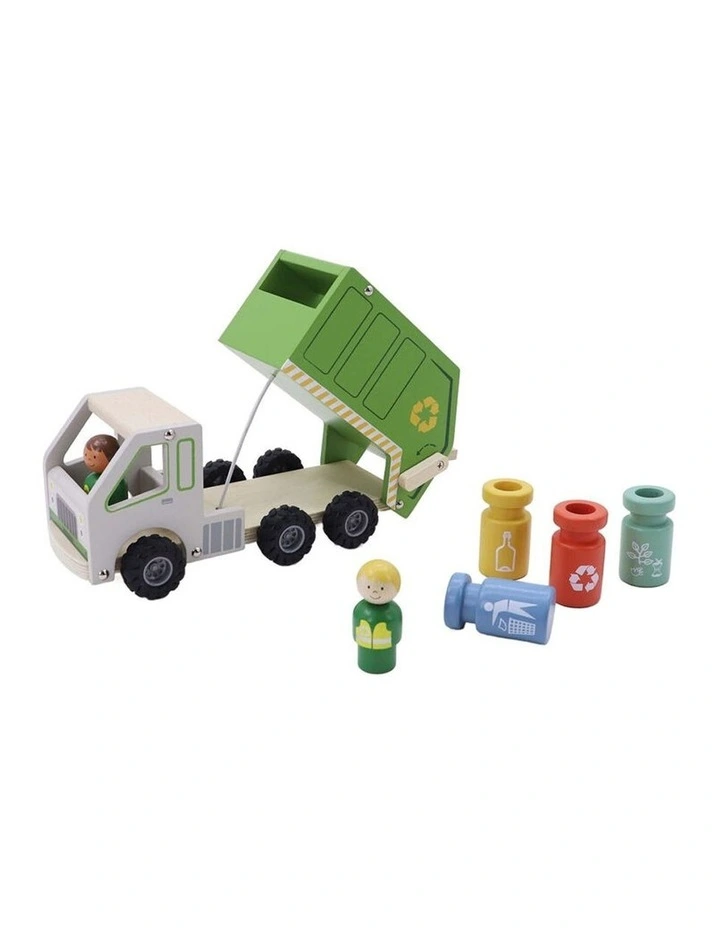 Kaper Kidz Wooden Recycling Garbage Truck Playset with Four Bins Kids 3y image 2