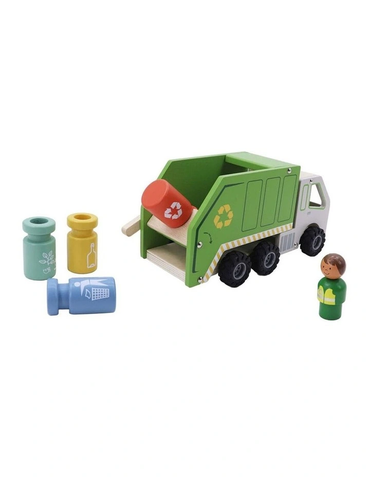 Kaper Kidz Wooden Recycling Garbage Truck Playset with Four Bins Kids 3y image 3