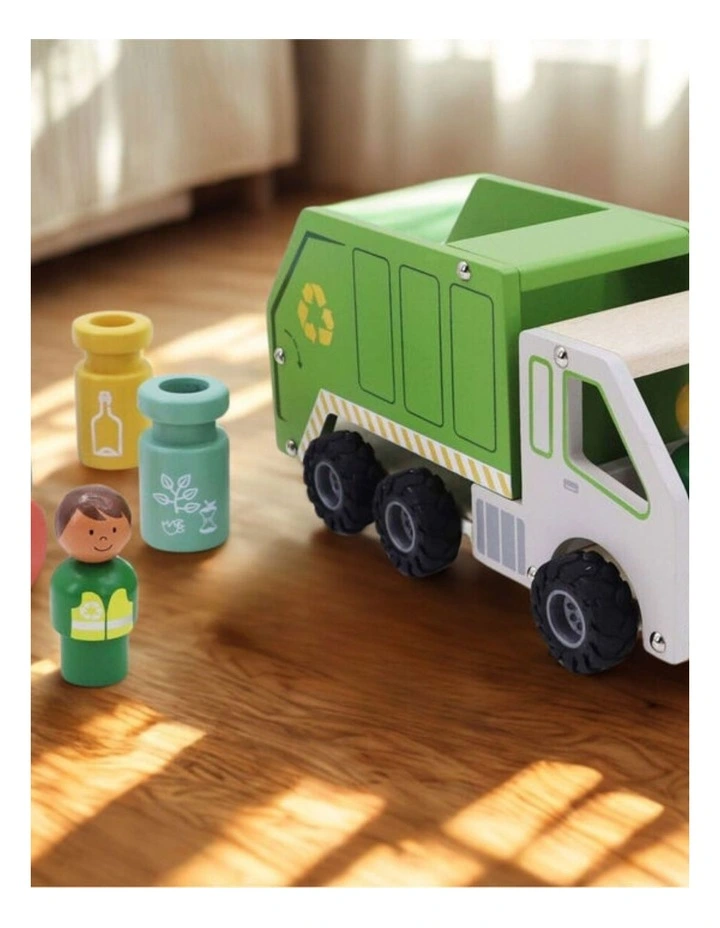 Kaper Kidz Wooden Recycling Garbage Truck Playset with Four Bins Kids 3y image 4