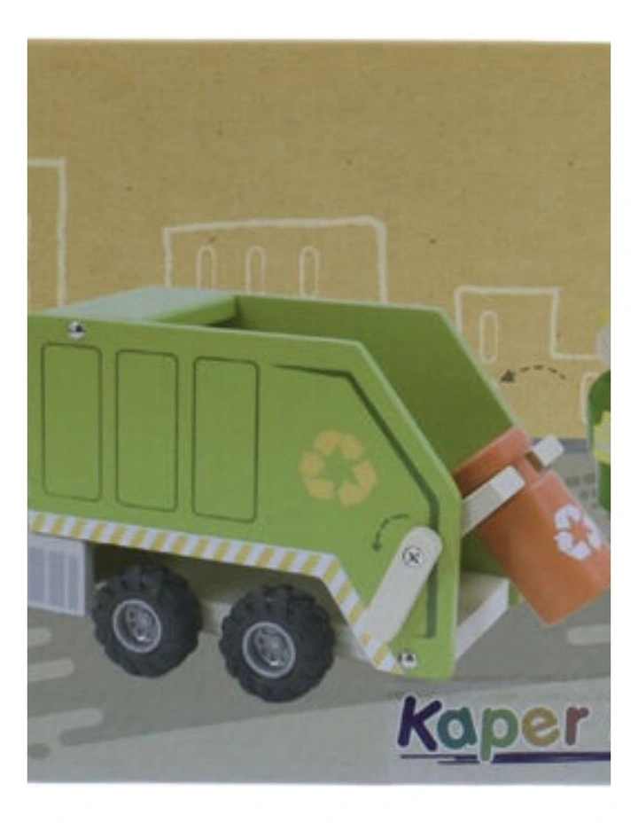 Kaper Kidz Wooden Recycling Garbage Truck Playset with Four Bins Kids 3y image 5
