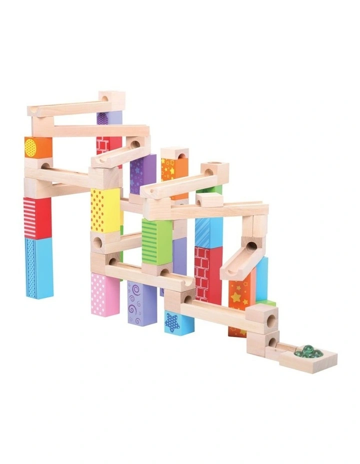 47pc Bigjigs Toys Wooden Marble Run 20cm Kids 3y  Multicoloured Wood Toy image 1