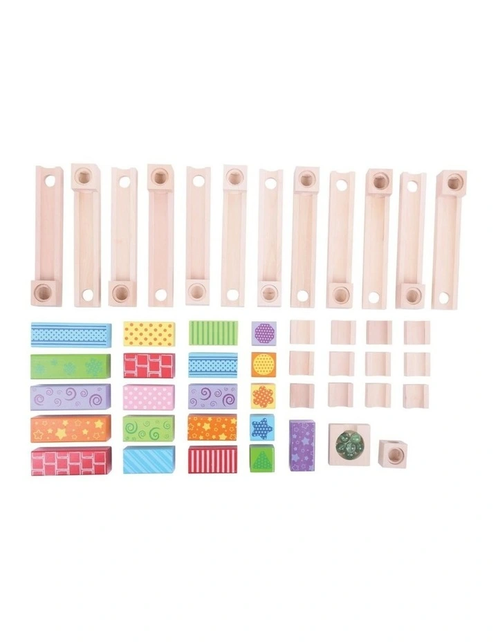 47pc Bigjigs Toys Wooden Marble Run 20cm Kids 3y  Multicoloured Wood Toy image 2