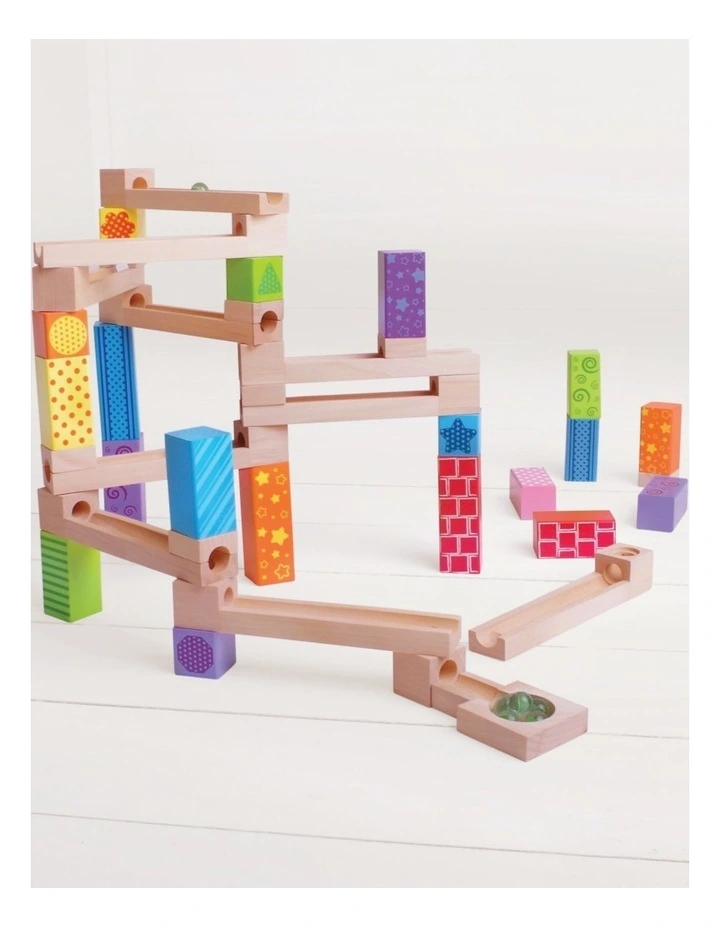 47pc Bigjigs Toys Wooden Marble Run 20cm Kids 3y  Multicoloured Wood Toy image 3