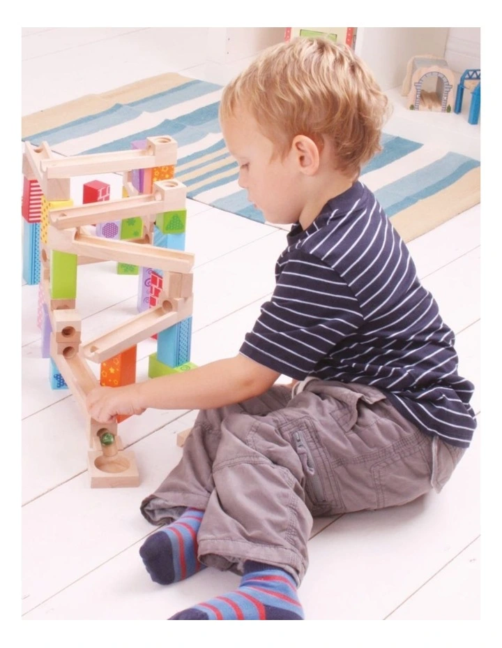 47pc Bigjigs Toys Wooden Marble Run 20cm Kids 3y  Multicoloured Wood Toy image 4