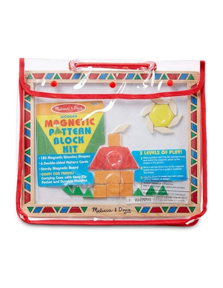 120pc Melissa & Doug Magnetic Pattern Block Kit Wooden Magnets Kids 3y image 1