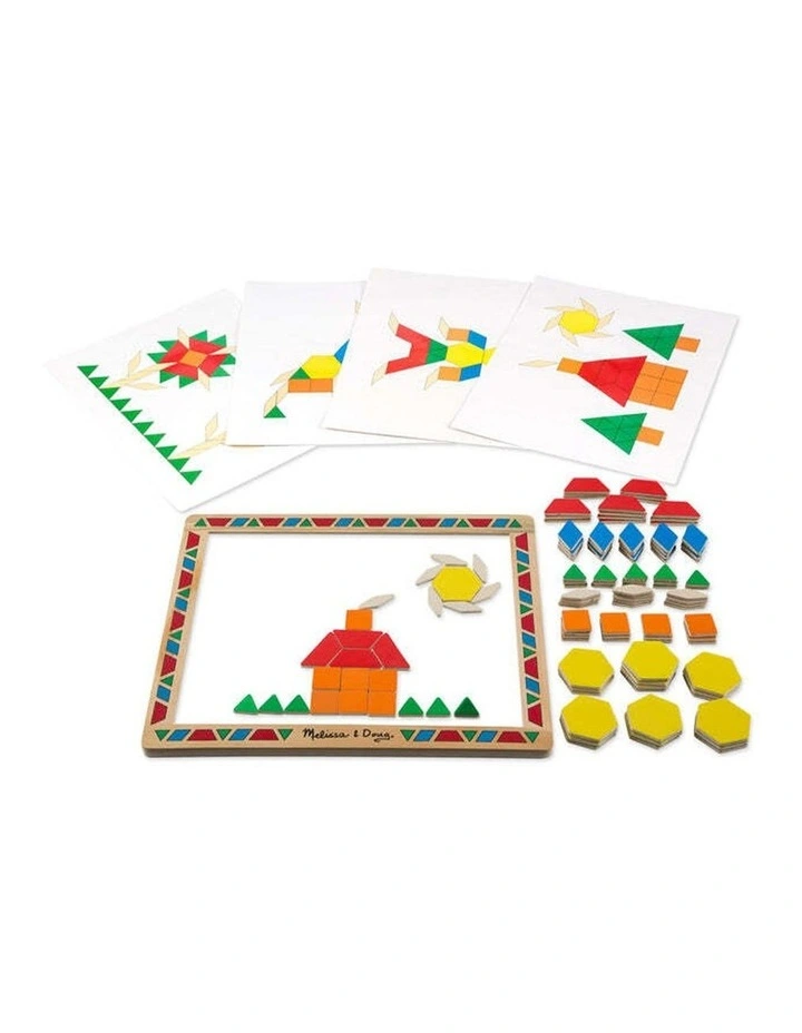 120pc Melissa & Doug Magnetic Pattern Block Kit Wooden Magnets Kids 3y image 2
